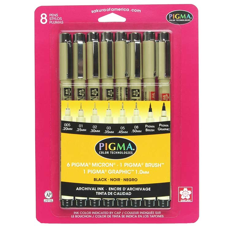 Micron 8 Pen Set